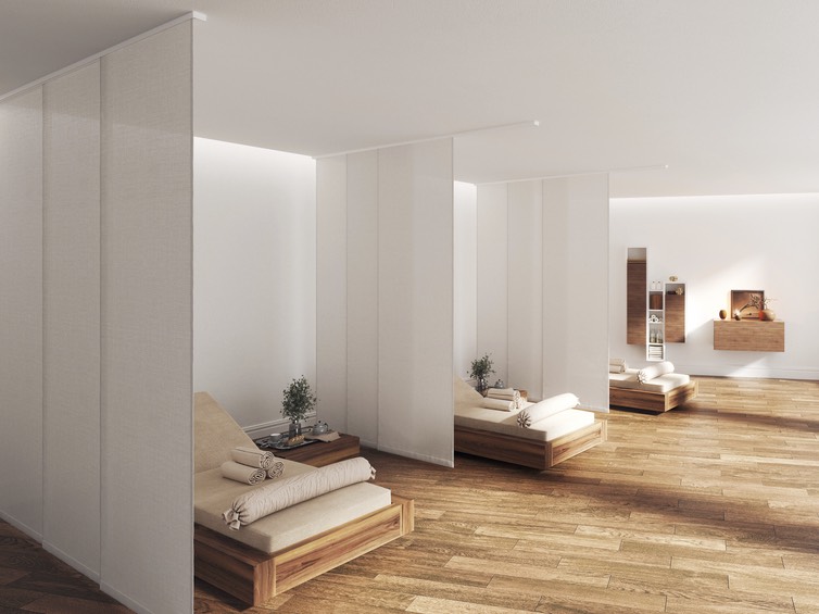 Flächenvorhang als Raumteiler