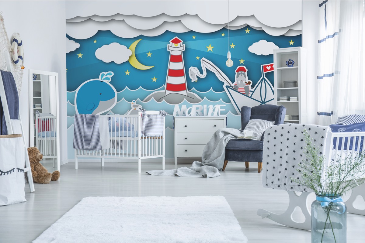 Kindertapete mit freundlichen Motiven