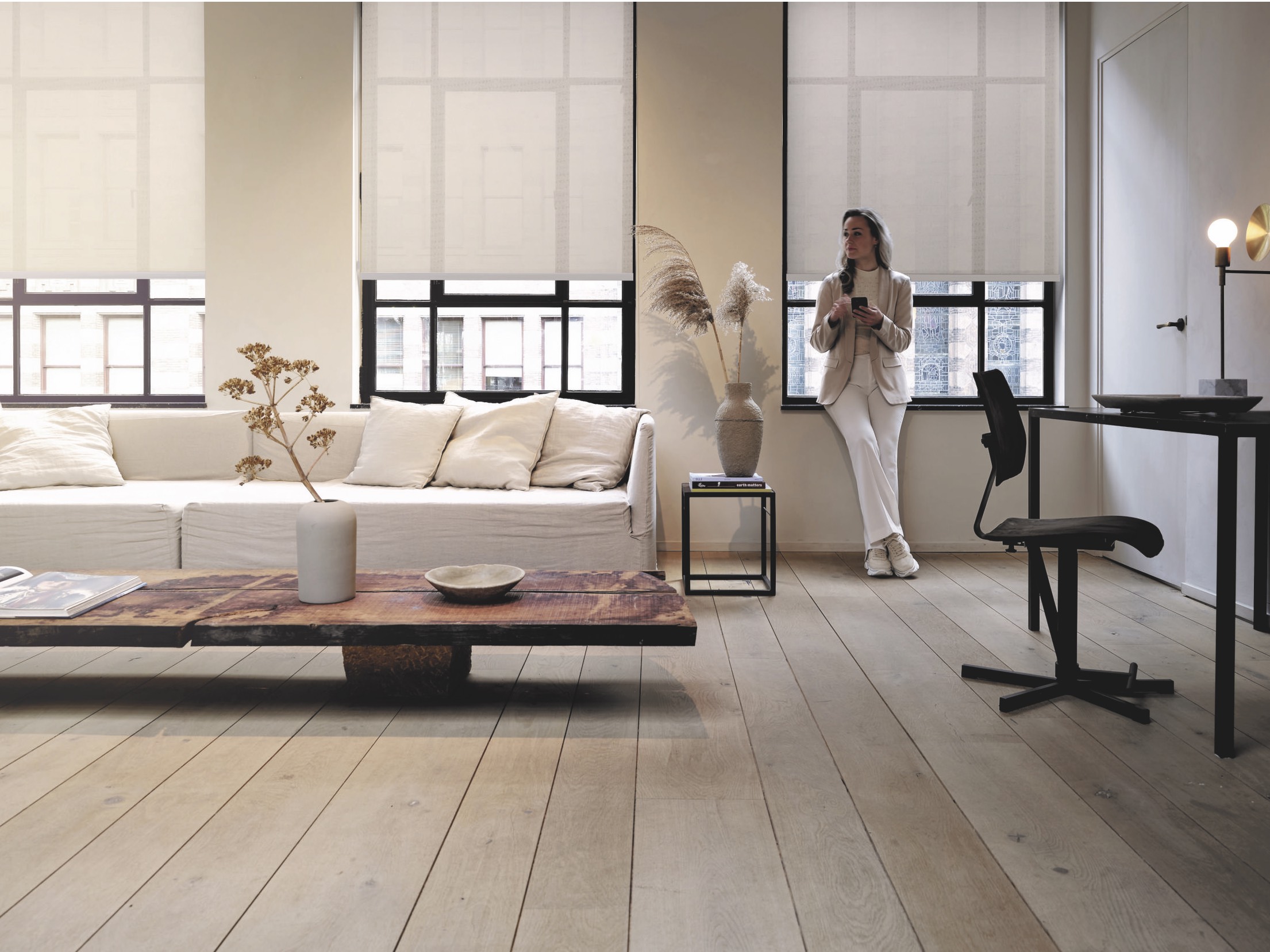 Rollo zur Lichtregulierung am Fenster